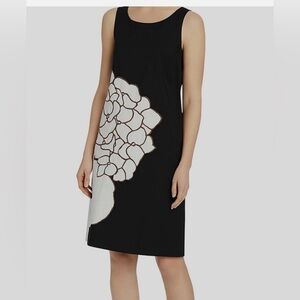 Lafayette 148 New York Rhye Black Hydrangea Floral Appliqué Shift Dress - Size S